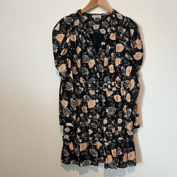 Ulla Johnson Windsor Noir Floral Button Puff Sleeve Cotton Dress Women’s 10 - Picture 2 of 6